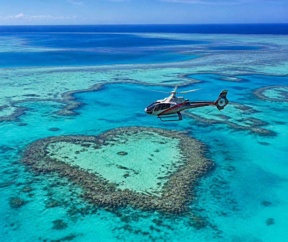 Helicopter above Heart Reef