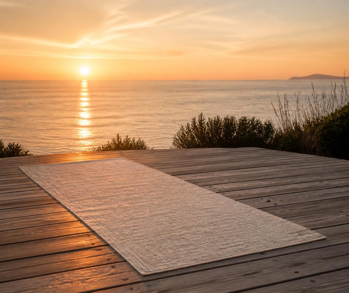 Sunrise deck facing the ocean with a linen mat
